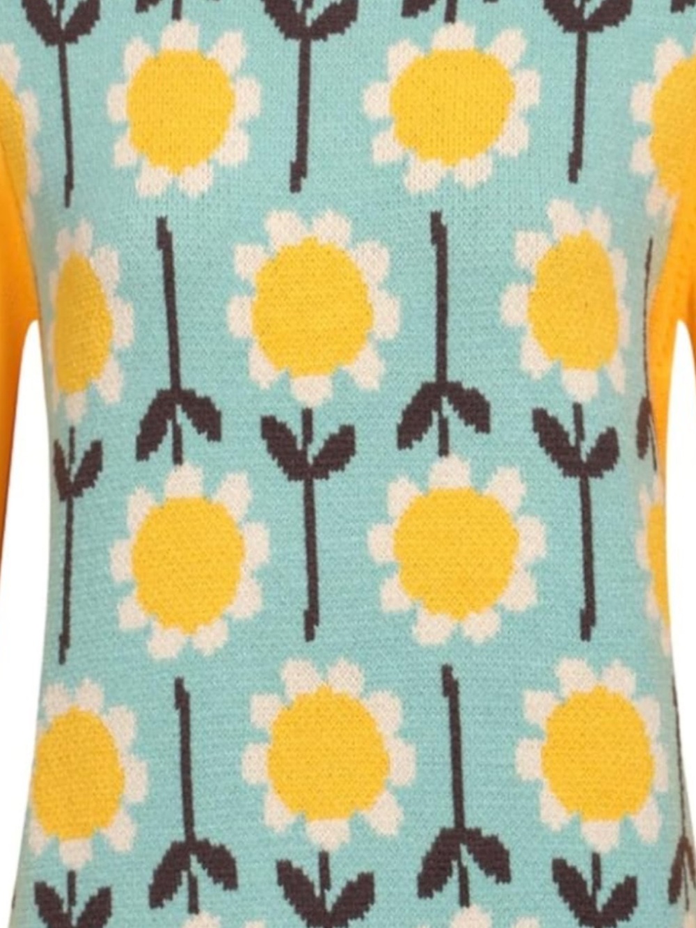 Oxknit Women's Floral Crewneck Sweater in Yellow & Teal - Picture 9 of 9